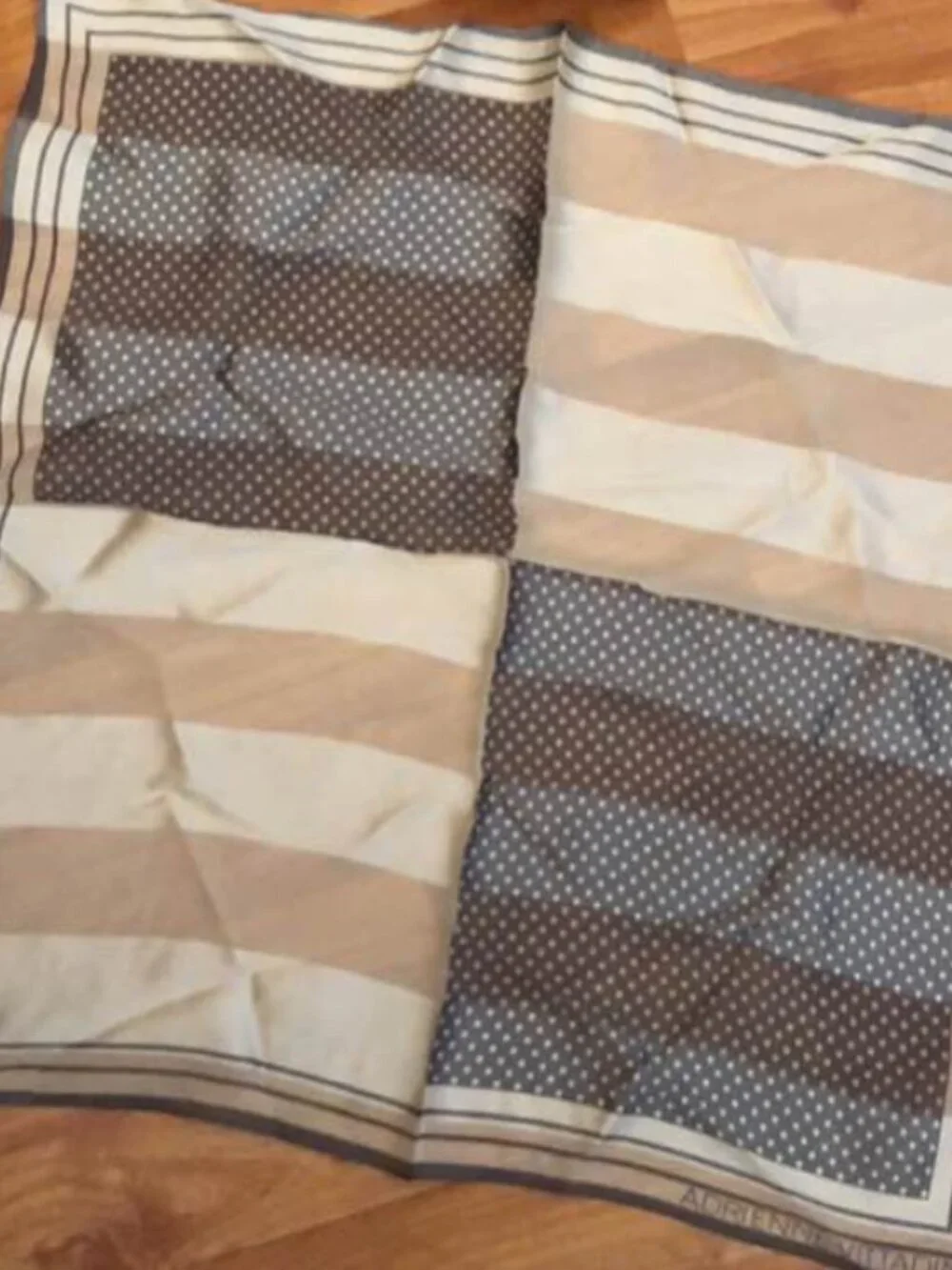 Adrienne Vittadini Geometric Scarf Gray White Dots
